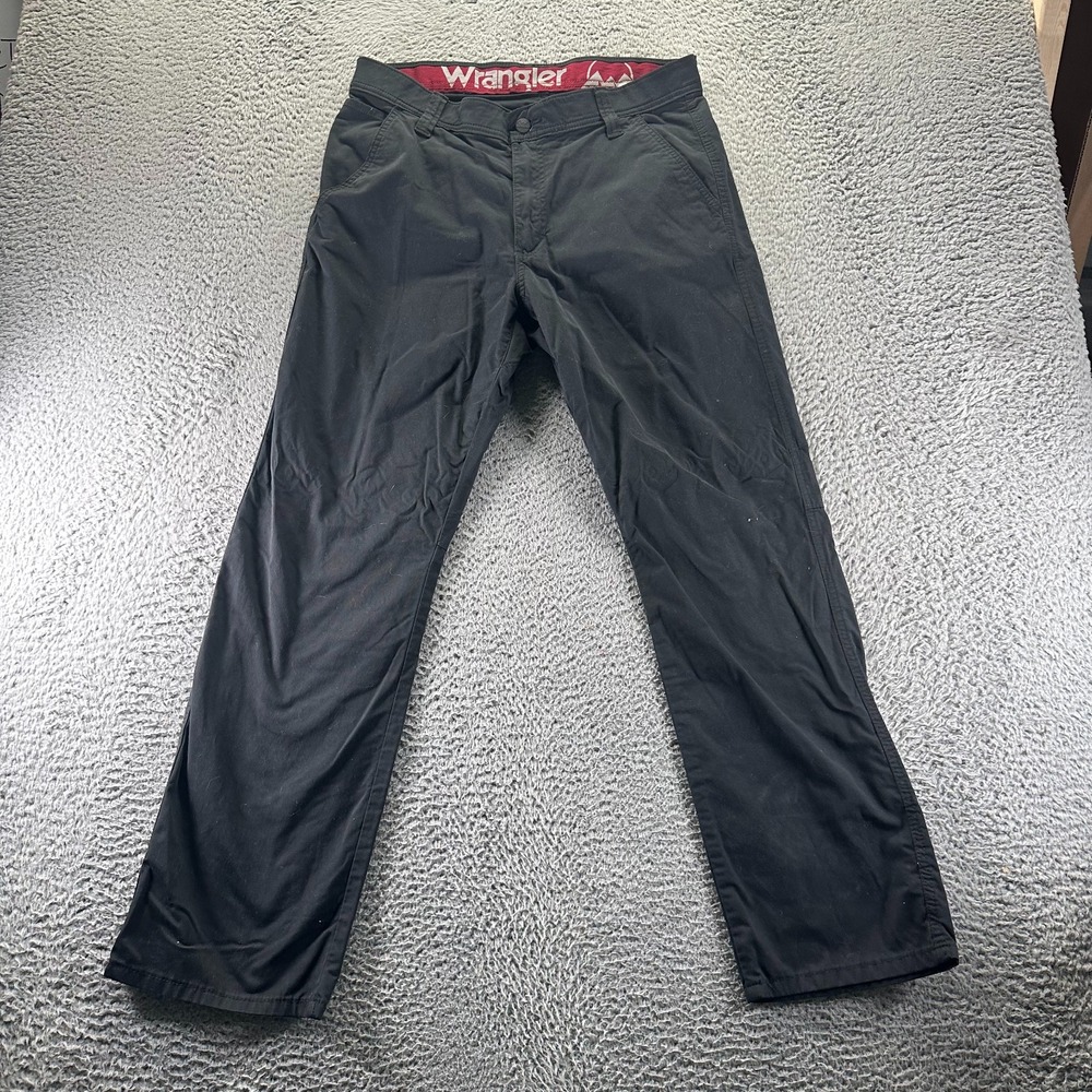 Wrangler Pant Mens 34x30 Black Cotton Chino Straight Leg Preppy Business Stretch